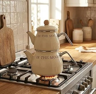 Amberhaus Emaye Çaydanlık Takımı | Fildişi Renk | Şık Dayanıklı Çay Keyfi İçin Mükemmel Seçim ürün görseli 1