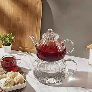 Cam Çaydanlık Seti, Borosilikat Cam, Isıya Dayanıklı, Şeffaf, Tasarım, Bitki Çayı Demleme ürün görseli 1