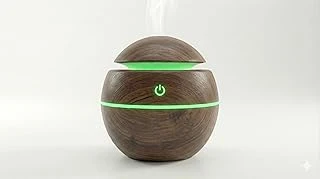 Ultrasonik Hava Nemlendirici Aroma Difüzörü - 3 Farklı Renk Seçeneği (Beyaz, Koyu Ahşap) - Küre Tasarım Buhar Makinesi, Led Işıklı Sessiz Oda Kokusu Yayıcı (Usb) (Koyu Ahşap) ürün görseli 1