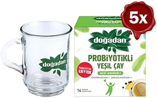 Doğadan Probiyotikli Yeşil Çay Açai Ananaslı 14'Lü X 5 Doğadan Cam Bardak Hediyeli ürün görseli 1