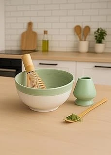 Japon Matcha Seti, 4 Parça, Seramik Kase, Bambu Çırpıcı, Chasen Standı, Bambu Kaşık ürün görseli 1
