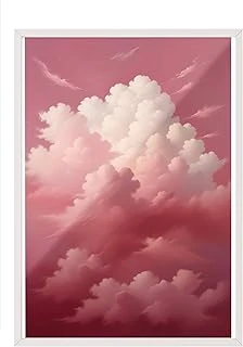 Zestia Beyaz Çerçeveli Tablo, Pembe Bulutlar, Dijital Gökyüzü İllüstrasyonu Poster No: 107548 21 X 30 ürün görseli 1