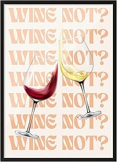 Zestia Siyah Çerçeveli Tablo, Kadehler, Wine Not Yazısı, Tipografi Poster No: 106661 30 X 40 ürün görseli 1
