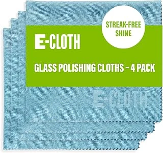 E-Cloth 4'Lü Paket Cam Parlatma Bezi, Sürdürülebilir Mikrofiber Temizleme Bezi Seti, Cam, Pencere Aynalar Için Mükemmel Temizleyici, Yıkanabilir Tekrar Kullanılabilir, 100 Yıkama Sözü, Alaska ürün görseli 1