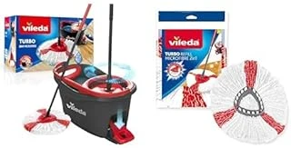 Vileda Turbo Paspas Komple Set, Teleskopik Saplı Yer Sileceği, Güçlü Lifli Mikrofiber Paspas Başlığı Güçlü Sapanlı Kova, Hızlı Güçlü, Sap Uzunluğu 125 Cm+Vileda Turbo 2In1 Yedek Paspas ürün görseli 1