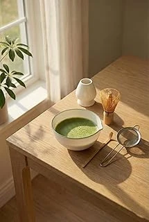 5 Parça Profesyonel Matcha Hazırlama Seti - Çelik Süzgeç, Bambu Çırpıcı, Kase, Tutucu Kaşık ürün görseli 1