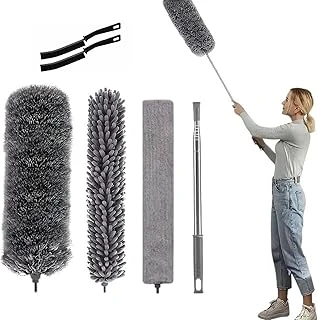 Aee® 3'Lü Teleskopik Toz Alma Seti + 2 Adet Detay Fırçası | Uzatılabilir Saplı Tavan, Avize, Klima, Raf Köşe Temizlik Mopu | Mikrofiber Chenille Başlıklı Toz Alıcı Temizlik Aparatı ürün görseli 1