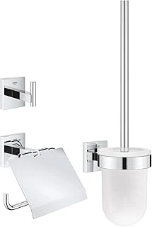 Grohe Start Cube Quickfix Üçlü Tuvalet Aksesuar Seti, Tuvalet Kağıtlığı, Tuvalet Fırçası, Bornoz Askısı, Duş / Banyo Aksesuarları, Krom, 41123000 ürün görseli 1