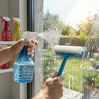 2'Si 1 Arada Süngerli Cam Çekçeği Sprey Şişesi Seti, İz Bırakmayan Camsil Aparatı, Duşakabin, Ayna Oto Cam Temizleyici ürün görseli 1
