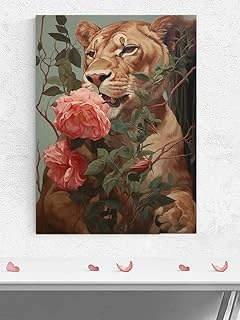 Postermanya (Pster786) Aslan Gül Hayvan Poster - Afiş - Dekoratif Duvar Posteri 30 X 40 ürün görseli 1