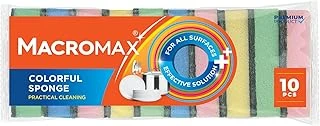 Macro Rengarenk Bulaşık Süngeri 10'Lu Mega Ekonomik Paket, Çok Amaçlı Yüzey Süngeri ürün görseli 1