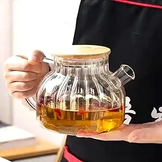 Borosilikat Cam Çaydanlık, 1000 Ml, Isıya Dayanıklı, Tasarım, Şeffaf ürün görseli 1