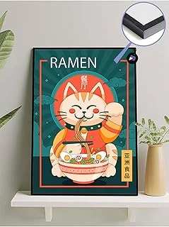 Postermanya (Pster319) Ramen Cat Manga Anime Çerçeveli Tablo - Çerçeveli Poster 40 X 50 ürün görseli 1