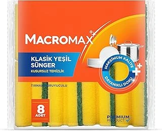Macro Tırnak Koruyuculu Bulaşık Süngeri 8’Li Paket – Ergonomik Yeşil Klasik Sünger ürün görseli 1