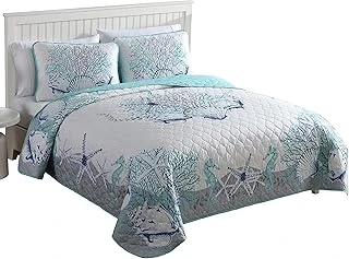 Caribbean Joe Coastal 3 Parça Yorgan Seti, King, Beach Delight Aqua ürün görseli 1