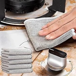 Çizilmez Naylon Tel Bulaşık Bezi – 20X20 Cm, Islak Kuru Kullanım, Tencere Tava Tezgah Temizleyici, Hassas Yüzeyler İçin Çizmez Temizlik Süngeri, Alüminyum Görünümlü (1 Adet) ürün görseli 1