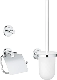Grohe Start Quickfix Üçlü Tuvalet Aksesuar Seti, Kapaklı Tuvalet Kağıtlığı, Tuvalet Fırçası, Bornoz Askısı, Duş/Banyo Aksesuarları, Krom, 41204000 ürün görseli 1