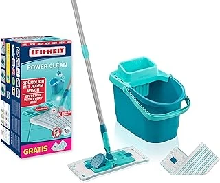 Leifheit Power Clean M Seti, Sırtı Koruyan Zemin Sileceği, Temizleme Bıçaklı Silme Bezi Presli, Kovalı Paspas Seti 2 X Mikrofiber Silme Kılıfı, Tüm Sert Zeminler Için, Klik Sistemi ürün görseli 1