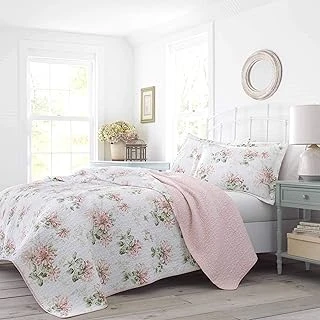 Laura Ashley - Queen Yorgan Seti, Eşleşen Kılıflarla Pamuklu Ters Çevrilebilir Yatak Takımı, Her Mevsim İçin İdeal Ev Dekoru (Hanımeli Pembesi, Kraliçe) ürün görseli 1