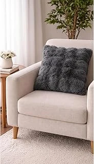Peluş Kırlent Seti İkili - 40X40 Cm Yumuşak Dokulu Dekoratif Kırlent Kılıfı - Antrasit ürün görseli 1