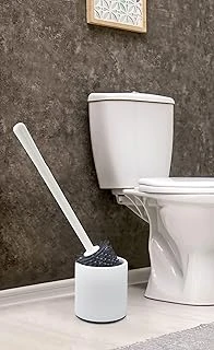 Ata Silikon Wc Tuvalet Banyo Fırçası Klozet Fırçası Beyaz-Gri Oval ürün görseli 1
