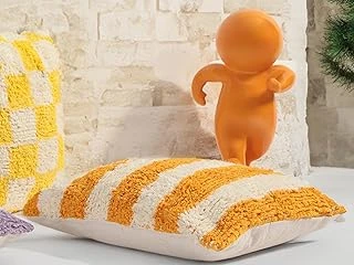 Porland Pop Stripe Dokuma Yastık Hardal 45X45Cm ürün görseli 1
