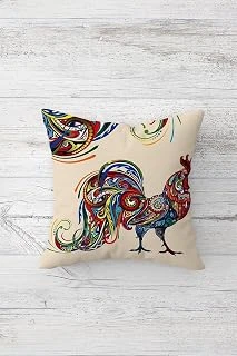 Pelangi Renkli Horoz Desen Çift Tarafı Baskılı Gizli Fermuarlı Yastık Kılıfı Kırlent Koltuk Yastık Kılıfı, Mavi-Bordo-Yeşil 45 X 45 ürün görseli 1