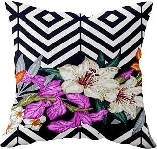 Pelangi Siyah Zigzag Desenli Çift Taraflı Gizli Fermuarlı Yastık Kılıfı Kırlent Koltuk Yastık Kılıfı, Siyah-Beyaz-Pembe 43 X 43 ürün görseli 1