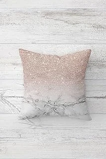 Pelangi Mermer Payet Desenli Çift Tarafı Baskılı Gizli Fermuarlı Yastık Kılıfı Kırlent Koltuk Yastık Kılıfı, Rose-Beyaz 45 X 45 ürün görseli 1