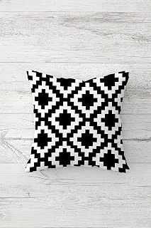 Pelangi Geometrik Karo Desen Çift Tarafı Baskılı Gizli Fermuarlı Yastık Kılıfı Kırlent Koltuk Yastık Kılıfı, Koyu Siyah-Beyaz 45 X 45 ürün görseli 1