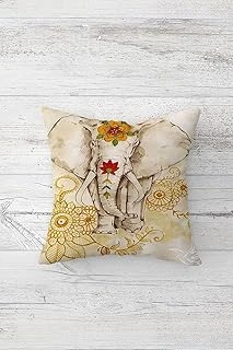 Pelangi Etnik Fil Desenli Çift Tarafı Baskılı Gizli Fermuarlı Yastık Kılıfı Kırlent Koltuk Yastık Kılıfı, Krem-Sarı 45 X 45 ürün görseli 1