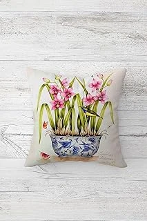 Pelangi Saksıda Çiçek Desenli Çift Tarafı Baskılı Gizli Fermuarlı Yastık Kılıfı Kırlent Koltuk Yastık Kılıfı, Yeşil-Mavi-Pembe 45 X 45 ürün görseli 1