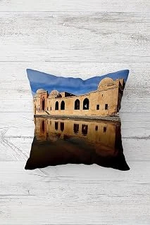 Pelangi Mardin Kısımiye Desenli Çift Tarafı Baskı Gizli Fermuarlı Yastık Kılıfı Kırlent Koltuk Yastık Kılıfı, Bej-Mavi 45 X 45 ürün görseli 1
