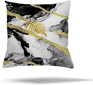 Pelangi Çiçekli Mermer Batik Desengizli Fermuarlı Yastık Kılıfı Kırlent Kılıfı Koltuk Yastık Kılıfı, Siyah-Beyaz 45 X 45 ürün görseli 1