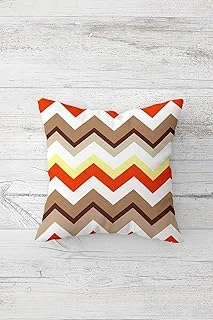Pelangi Renkli Zigzag Desenli Çift Tarafı Baskılı Gizli Fermuarlı Yastık Kılıfı Kırlent Koltuk Yastık Kılıfı, Beyaz-Kahve 45 X 45 ürün görseli 1
