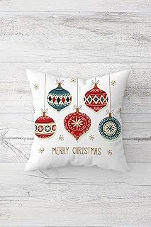 Pelangi Yılbaşı Merry Christmas Çift Tarafı Baskılı Gizli Fermuar Yastık Kılıfı Kırlent Koltuk Yastık Kılıfı, Beyaz-Kırmızı-Gold 45 X 45 ürün görseli 1