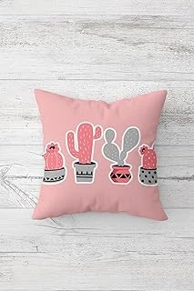 Pelangi Saksıda Kaktüs Çift Tarafı Baskılı Gizli Fermuarlı Yastık Kılıfı Kırlent Kılıfı Koltuk Yastık Kılıfı, Pembe 45 X 45 ürün görseli 1