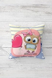 Pelangi Baykuş Desenli Çift Tarafı Baskılı Gizli Fermuarlı Yastık Kılıfı Kırlent Koltuk Yastık Kılıfı, Kahve-Mavi-Pembe 45 X 45, 2469117545451 ürün görseli 1