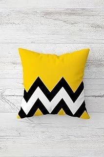 Pelangi Sarı Zigzag Desenli Çift Tarafı Baskılı Gizli Fermuarlı Yastık Kılıfı Kırlent Koltuk Yastık Kılıfı, Sarı-Siyah-Beyaz 45 X 45 ürün görseli 1