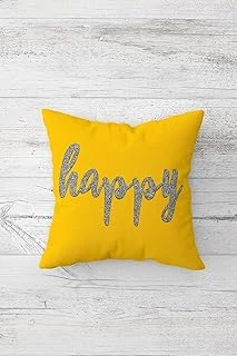 Pelangi Happy Çift Tarafı Baskılı Gizli Fermuarlı Yastık Kılıfı Kırlent Koltuk Yastık Kılıfı, Sarı-Gri 45 X 45 ürün görseli 1