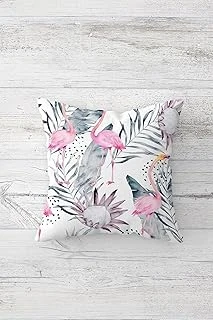 Pelangi Tropikal Flamingo Çift Tarafı Baskılı Gizli Fermuarlı Yastık Kılıfı Kırlent Koltuk Yastık Kılıfı, Gri-Beyaz 45 X 45 ürün görseli 1