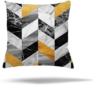 Pelangi Geometrik Renk Bloklu Batik Gizli Fermuarlı Yastık Kılıfı Kırlent Kılıfı Koltuk Yastık Kılıfı, Hardal-Gri 45 X 45 ürün görseli 1