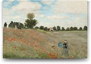 Claude Monet - Poppy Field Tablosu - 100X70Cm ürün görseli 1