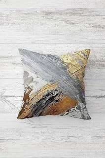 Pelangi Gri Gold Batik Geçşli Çift Tarafı Baskılı Gizli Fermuarlı Yastık Kılıfı Kırlent Koltuk Yastık Kılıfı, Gri-Gold 45 X 45 ürün görseli 1