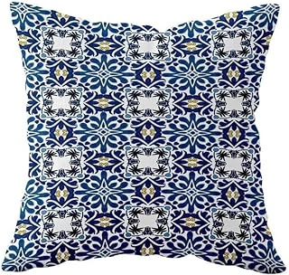 Pelangi Mozaik Geometrik Desen Çift Taraflı Gizli Fermuarlı Yastık Kılıfı Kırlent Koltuk Yastık Kılıfı, Mavi-Beyaz 43 X 43 ürün görseli 1