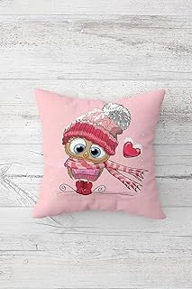 Pelangi Şaşkın Baykuş Kalpli Çift Tarafı Baskılı Gizli Fermuarlı Yastık Kılıfı Kırlent Koltuk Yastık Kılıfı, Pembe 45 X 45, 2469106145451 ürün görseli 1
