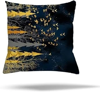 Pelangi Çiçek Ağaç Kilim Etnik Desen Gizli Fermuarlı Yastık Kılıfı Kırlent Kılıfı Koltuk Yastık Kılıfı, Sarı-Siyah 45 X 45 ürün görseli 1