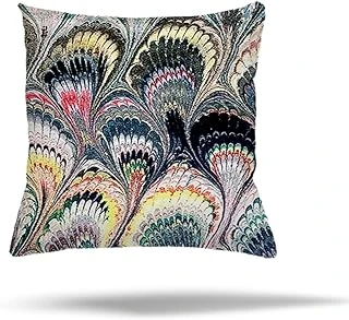 Pelangi Çiçek Kaz Ayağı Kuştüyü Desenli Gizli Fermuarlı Yastık Kılıfı Kırlent Kılıfı Koltuk Yastık Kılıfı, Ebruli Renkli 45 X 45 ürün görseli 1