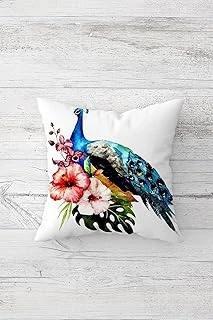 Pelangi Tavuz Kuşu Desenli Çift Tarafı Baskılı Gizli Fermuarlı Yastık Kılıfı Kırlent Koltuk Yastık Kılıfı, Mavi-Yeşil-Beyaz 45 X 45 ürün görseli 1