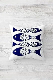 Pelangi Etnik Desen Balık Çift Tarafı Baskılı Gizli Fermuarlı Yastık Kılıfı Kırlent Koltuk Yastık Kılıfı, Lacivert-Beyaz 45 X 45, 24691140245451 ürün görseli 1